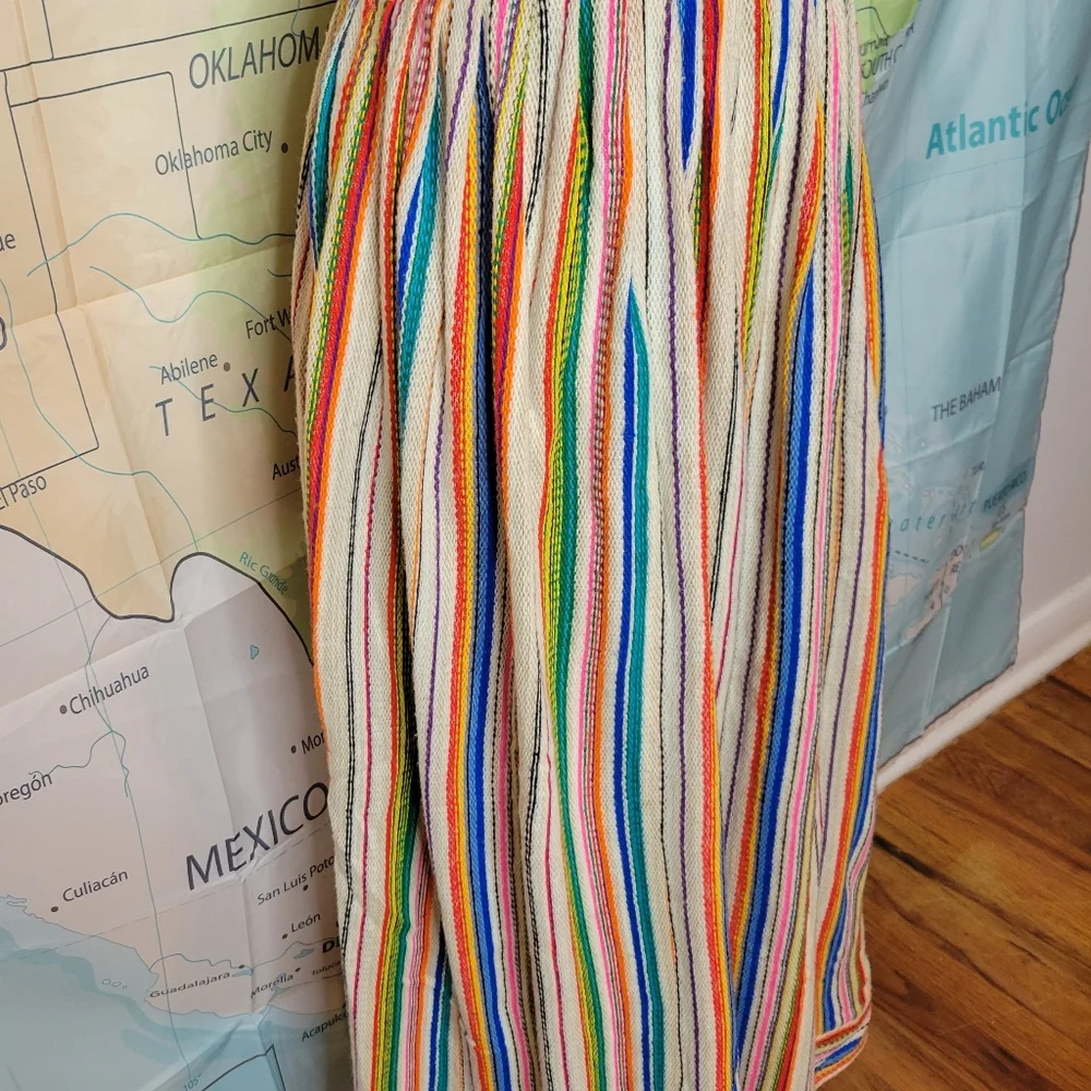 Vintage 1970s Hand Sewn Striped Long Maxi Skirt Surfer Girl Bohemian - Picture 5 of 13